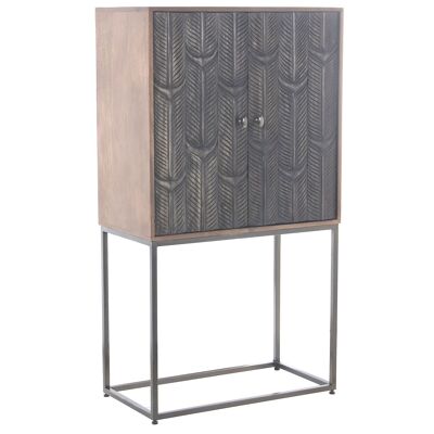 2-P WOODEN CABINET NATURAL MANGO W/METAL LEGS 76X43X137CM, HIGH. LEGS:62CM ST49152