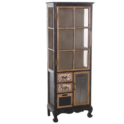 WOODEN CABINET WITH GRILLED DOORS AND DRAWERS, WOOD: FIR 59X33X162CM, HIGH.LEGS:10CM ST48923