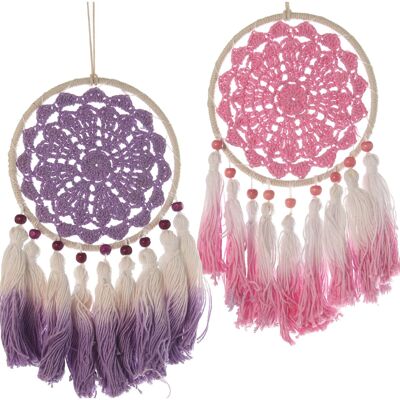 FUCHSIA/VIOLET CROCHET DREAM CATCHER °12X23CM ST36266