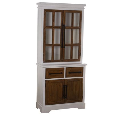 VITRINE EN BOIS AVEC 2 TIROIRS + 4 PORTES 80X35X178CM, SAPIN+DM+CONTR ST49958