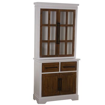 VITRINE EN BOIS AVEC 2 TIROIRS + 4 PORTES 80X35X178CM, SAPIN+DM+CONTR ST49958 1