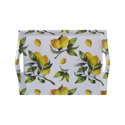 MELAMINE TRAY WITH HANDLES DEC. LEMONS _35X25X4CM INT:28.5X20CM ST5998