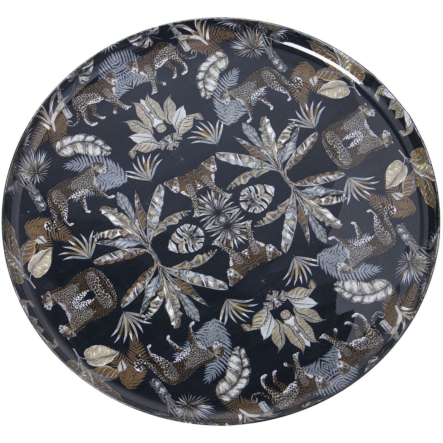 Bandeja metal esmaltado leopardos 33x1,5cm st75834