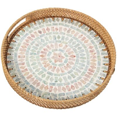 NACRE/RATTAN TRAY _°33X5CM ST53148