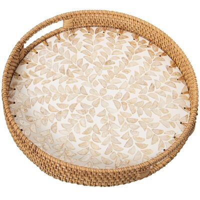 Tablett aus Perlmutt/Rattan, 33 x 5 cm, ST53147