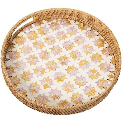 NACRE/RATTAN TRAY _°33X5CM ST53149