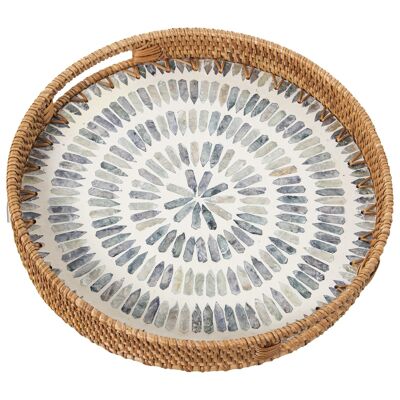 VASSOIO MADREPERLA/RATTAN _°33X5CM ST53150