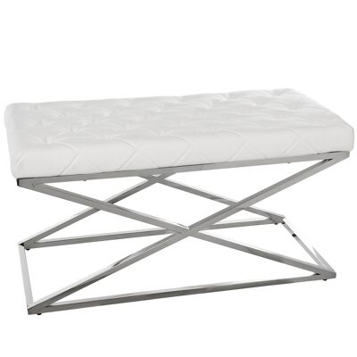 BANQUETA METAL CROMADO PU BLANCO, PATAS ACERO INOX. 98X46X52CM, TUBO:2X2CM ST48762