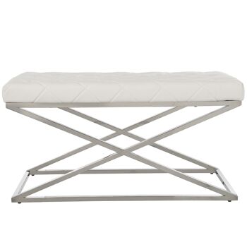 BANC EN MÉTAL CHROMÉ PU BLANC, PIEDS EN ACIER INOXYDABLE. 98X46X52CM, TUBE:2X2CM ST48762 4