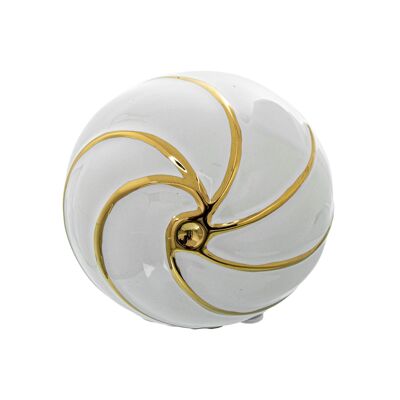 SFERA IN CERAMICA 10CM BIANCO/ORO LUCIDO _°10CM ST61157