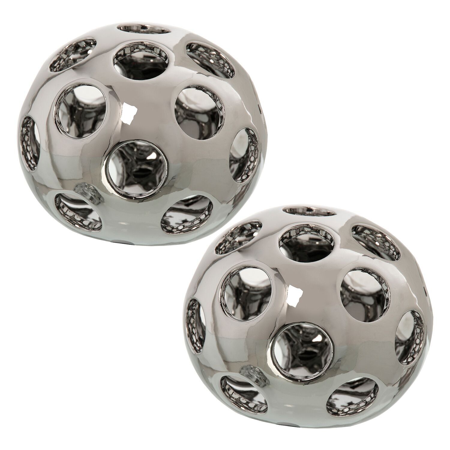 Sfera in ceramica traforata 10cm argento 10cm st57221