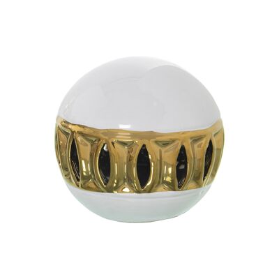 WHITE/GOLD CERAMIC BALL WITH OPENING °10CM ST52667