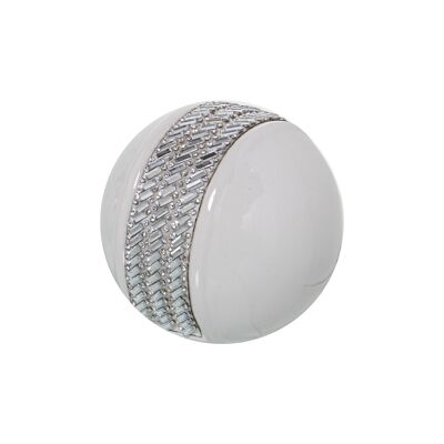 WHITE/SILVER CERAMIC BALL °10CM ST52804