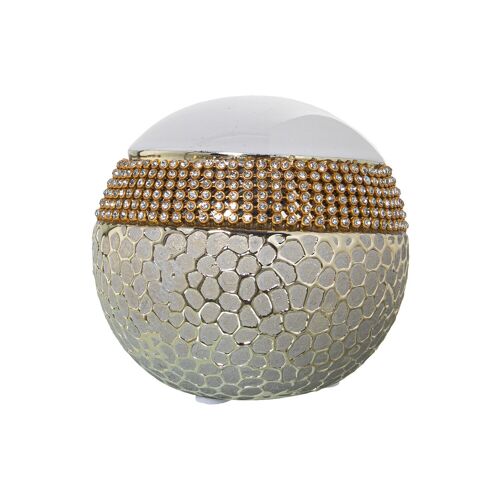 BOLA CERAMICA BLANCO/PLATA C/BRILLOS ORO °10CM ST52745