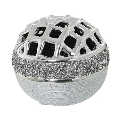 OUVERTURE BOULE CERAMIQUE GRIS/ARGENT °10CM ST52771