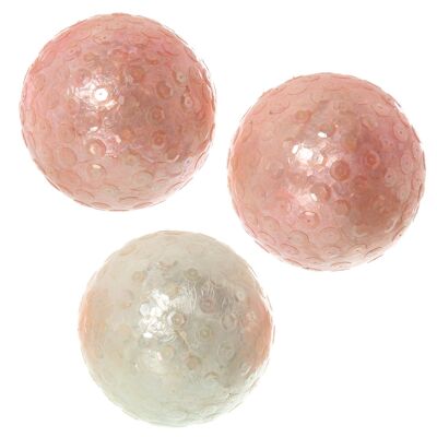 BOLA NACAR C/LENTEJUELAS COLORSURTIDO ROSA-BLANCO _°10CM ST38581