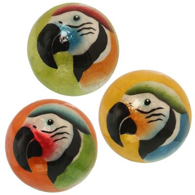 DECO NACRE BALL. ASSORTED PARROT _°10CM ST38980