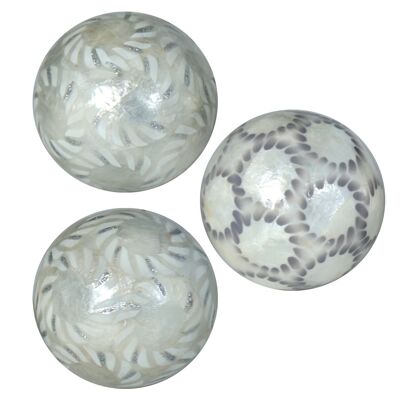 BOLA NACAR DECORADO SURTIDO NATURAL/GRIS _°10CM ST37934