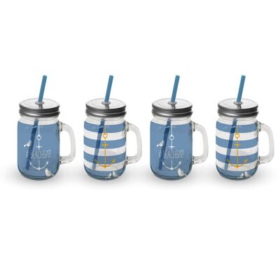 Party Tumbler Glass Set of 4 Beach