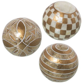 BALLE NACAR TAN/BLANC LIGNES/CERCLES ASSORTIS _ 10CM ST39317