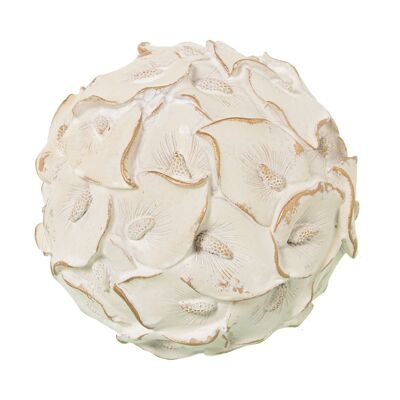 BOULE RÉSINE BLANCHE ANTIQUE °10CM ST39234