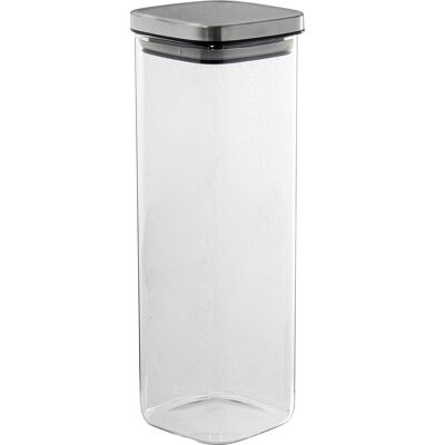 BOTE COCINA CRISTAL 2100ML TAPA ACERO INOX. _10X10X29CM CRISTAL BOROSILICA ST82017