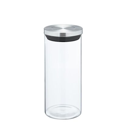 GLASS KITCHEN JAR 1000ML STAINLESS STEEL LID. _°10X19CM BOROSILICATE GLASS ST82483