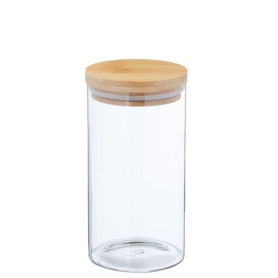 BOTE COCINA CRISTAL 1000ML TAPA BAMBÚ _°10X24CM ST82450