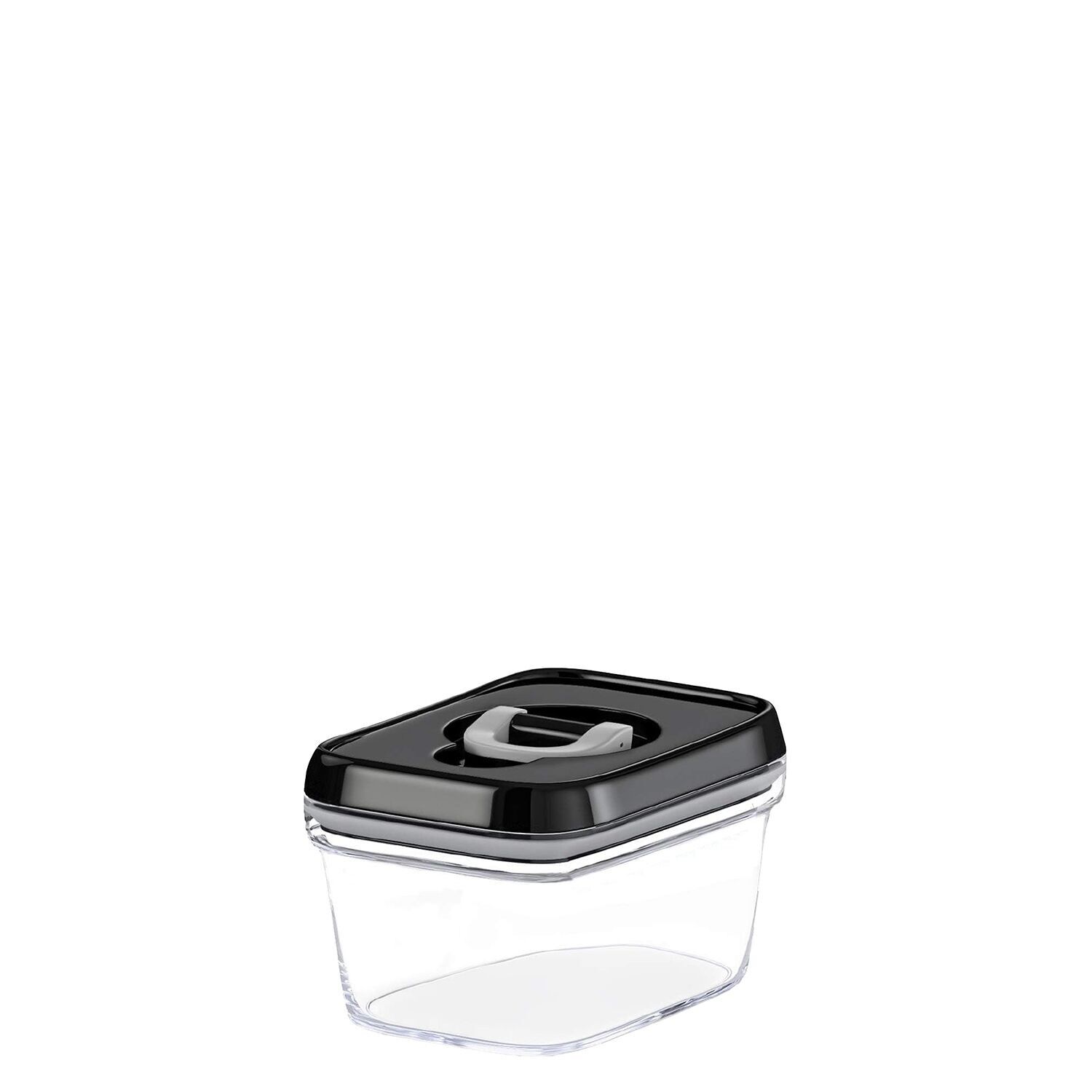 Contenitore da cucina in acrilico da 380 ml con coperchio nero e chiusura ermetica 13x10x8 cm st82250