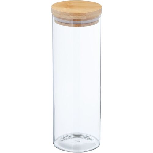 BOTE COCINA CRISTAL 1650ML TAPA BAMBÚ _°10X30CM ST82386