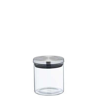 GLASS KITCHEN JAR 450ML STAINLESS STEEL LID. _°10X10CM BOROSILICATE GLASS ST82485