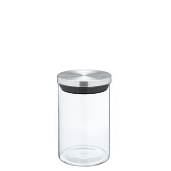 POT DE CUISINE EN VERRE 700ML COUVERCLE EN ACIER INOXYDABLE. _°10X14CM VERRE BOROSILICATE ST82484 1