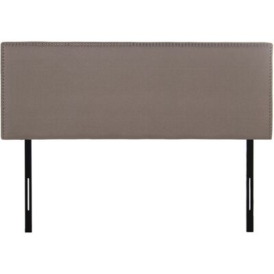 BEIGES POLYESTER-GEPOLSTERTES BETT-KOPFTEIL, SCHWARZE METALLBEINE 160X7X117/127CM, SUP:160X57CM ST73004