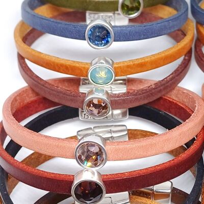 Bracciale in pelle senza tempo placcato argento antico colorato