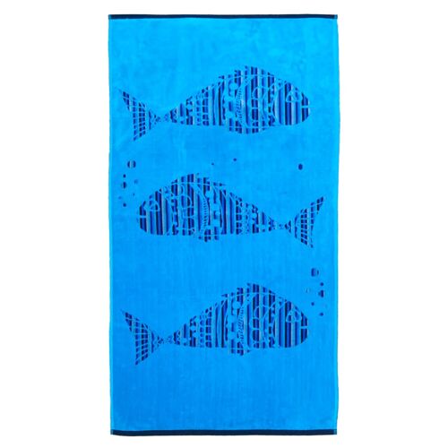 Serviette de plage velours Jacquard FISKY Taille M 75X150