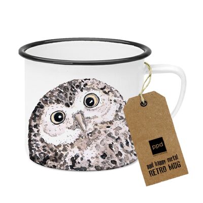 Tasse en métal hibou heureux