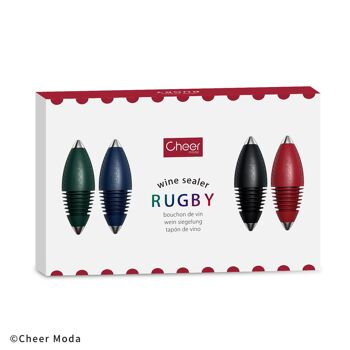 Coffret de 4 bouchons pour bouteille de vin RUGBY 5