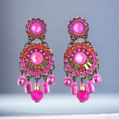 Pendientes de cristales Fucsia