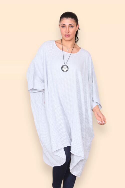 Mesh Weave OverAll with Dropped Shoulder Sleeves and Round Crew Neck Kaftan Dress Long Top Cover All Beach Vacation Holiday Easter Women's Fashion Viral Plus Size Inclusive Loose Fit Baggy Over Bikini - Fits up to UK30