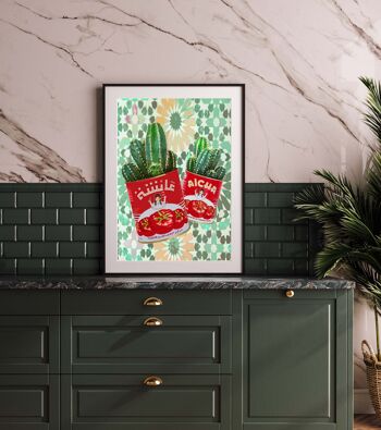 Affiche Pop Art | Cactus AÏcha fond zellige 30x40cm 3