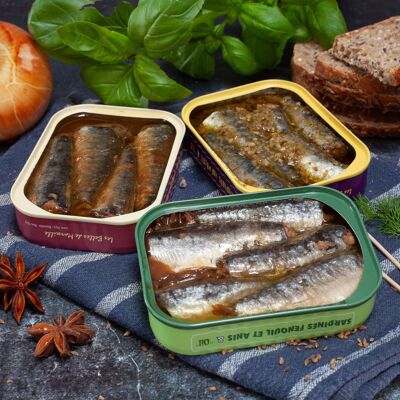 COFFRET 3 BOITES SARDINES "OIL'LYMPIC"