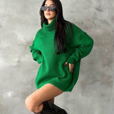 Long Oversized Knitted Sweater with Long Sleeves