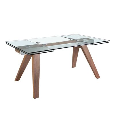 EXTENDABLE RECTANGULAR DINING TABLE TEMPERED GLASS 1131