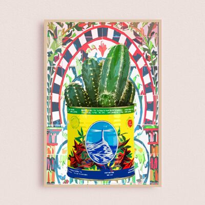 Pop-Art-Poster | Kaktus Harissa Zellige Hintergrund 30x40cm