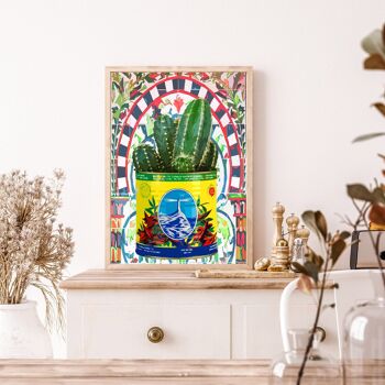 Affiche Pop Art | Cactus Harissa fond zellige 30x40cm 3
