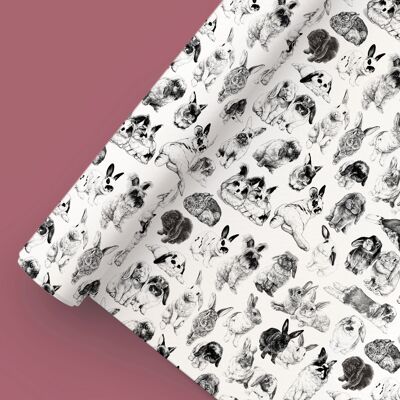 Wrapping paper "Rabbit black and white"