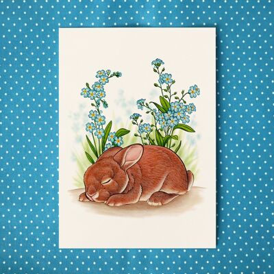 Postcard "Bunnies with forget-me-nots"