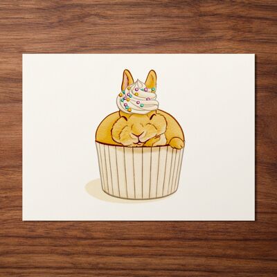 Carte postale "Lapin Cupcake Vanille"