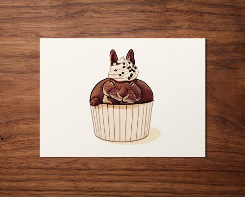 Postkarte "Schokoladen Cupcake Kaninchen"