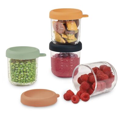 BEABA, Coffret 4 portions verre 250 ml (Sunrise color mix)